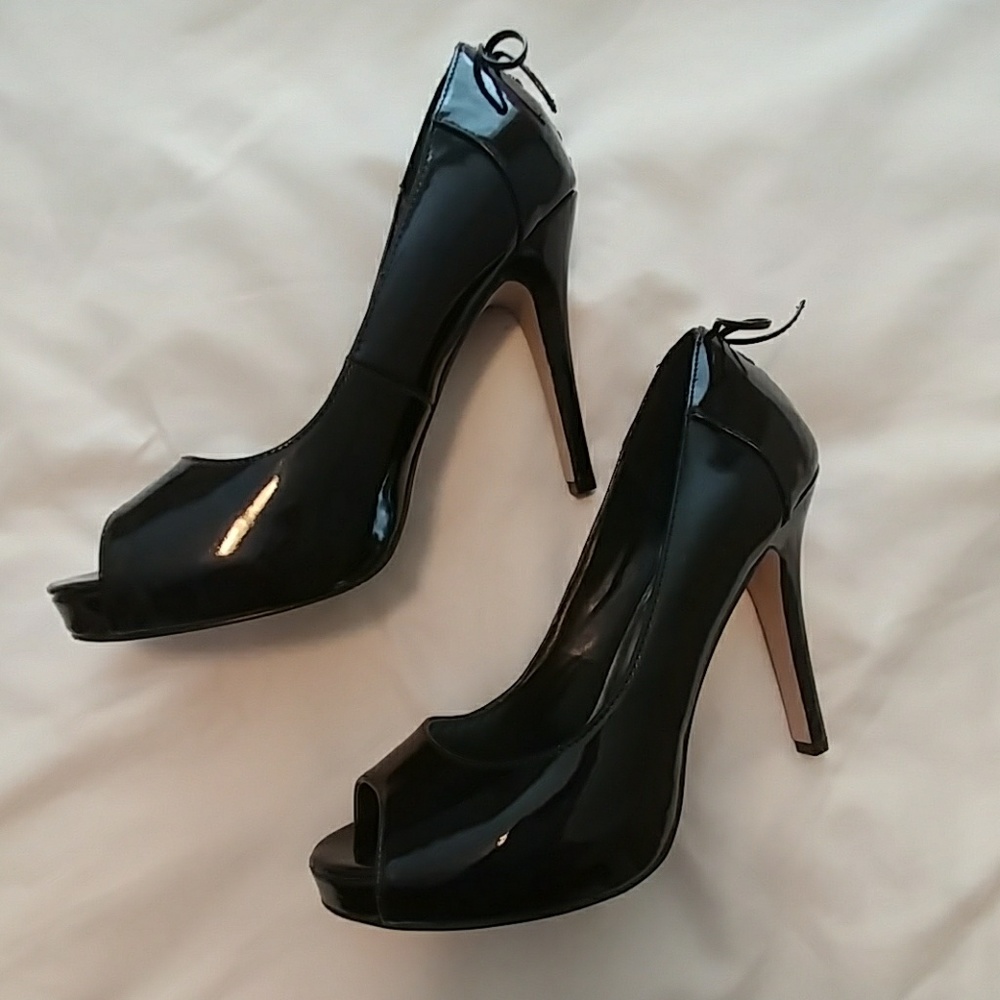 Joey O Peep Toe Patent Pump